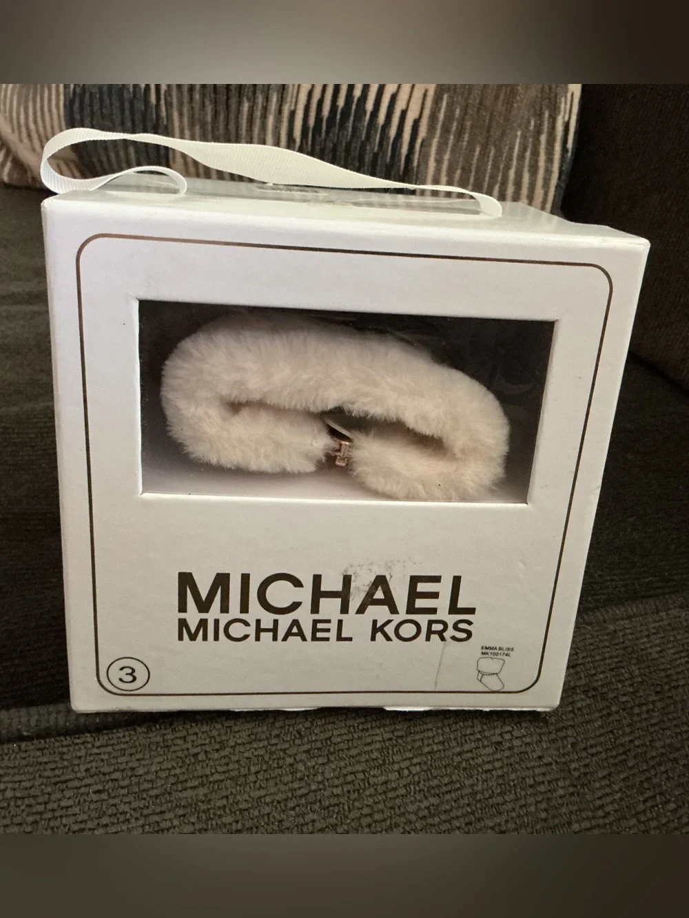 Michael Kors Glitter Baby Booties with Pink Faux Fur Cuff